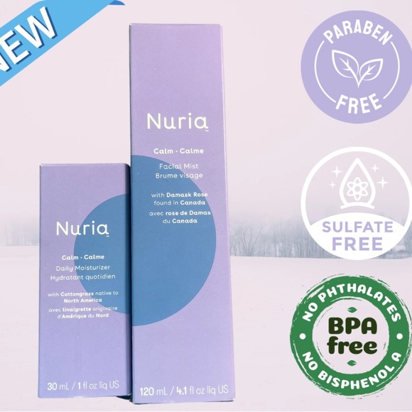 Nuria Beauty Calm Daily Facial Mist W/Damask Rose &Moisturizer W/Cottongrass NIB - Picture 1 of 12